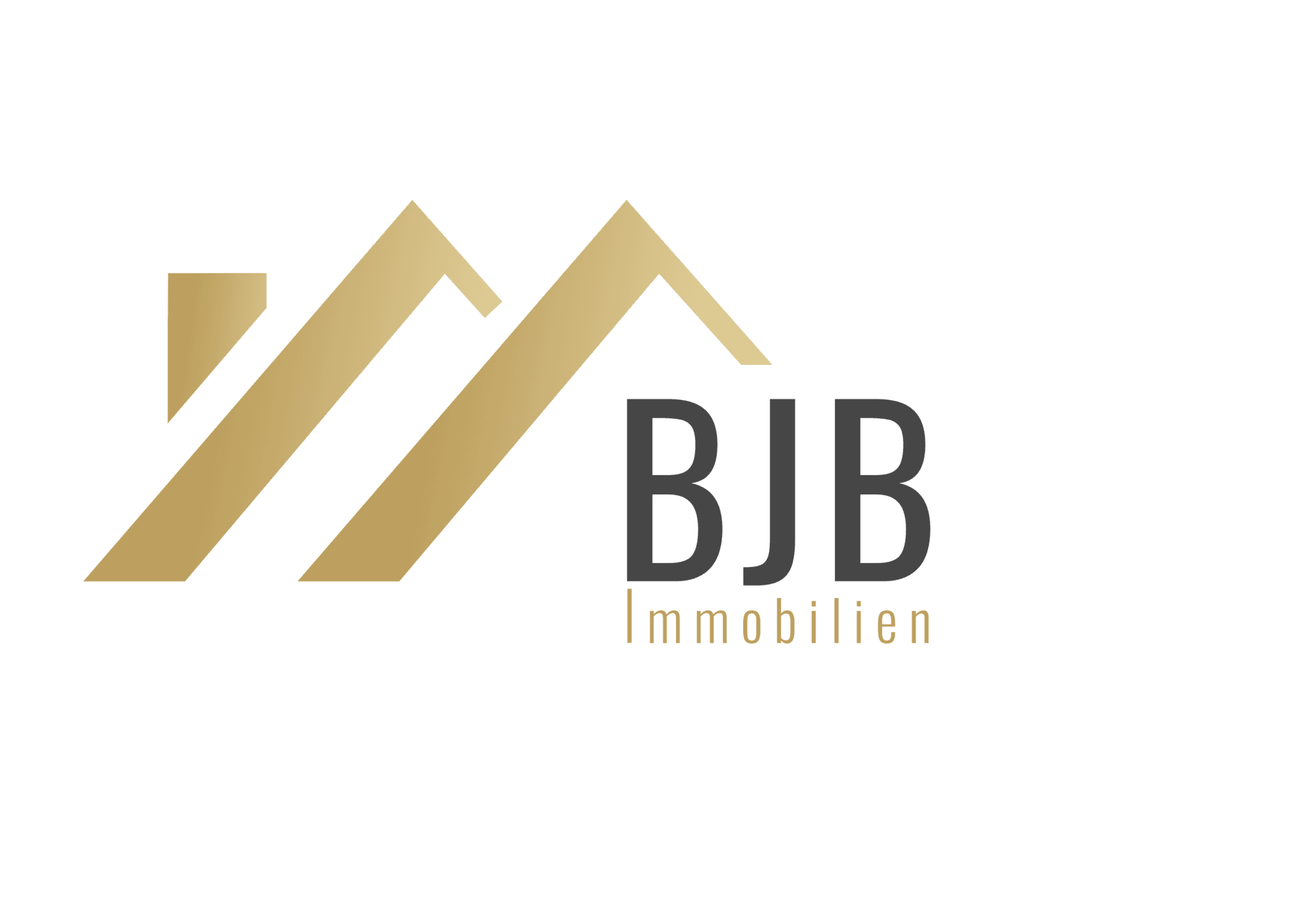 Logo mit zwei goldenen Dachformen über dem Text „BJB Immobilien“ auf schwarzem Hintergrund.